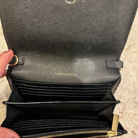 Tory Burch Robinson Saffiano Leather Wallet on a Chain Crossbody - Picture 5 of 6